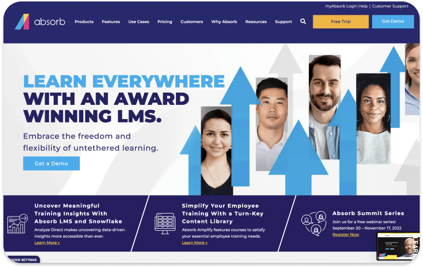 Image of Absorb LMS's top page